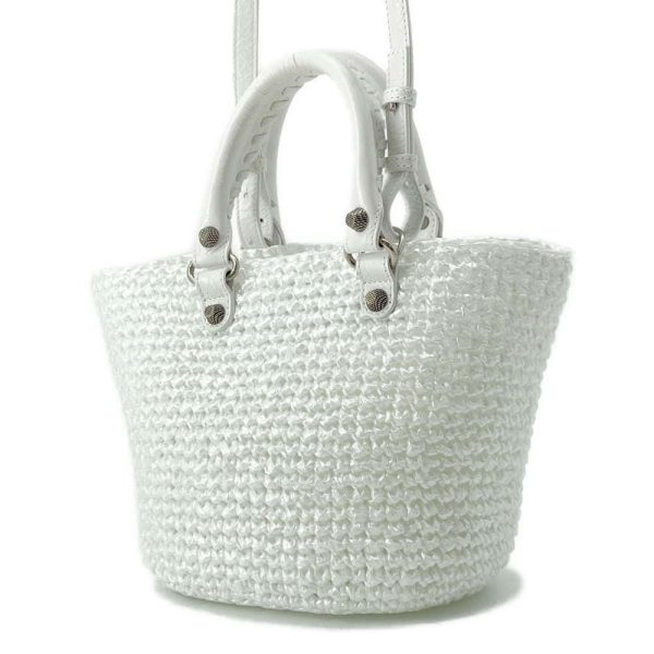 9705012 02 Balenciaga Le Cagole Pannier Small Nylon Handbag White