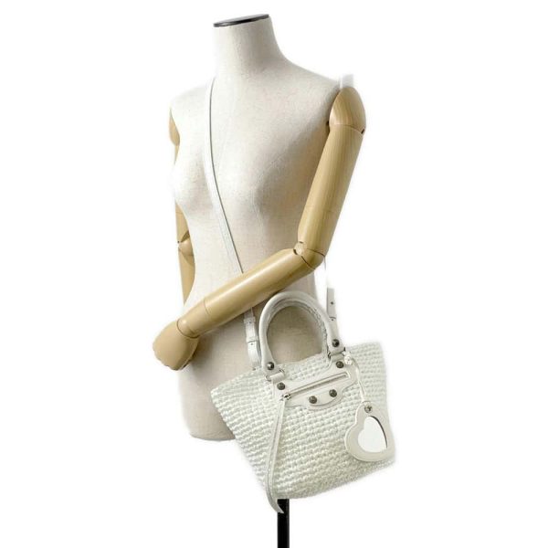 9705012 05 Balenciaga Le Cagole Pannier Small Nylon Handbag White