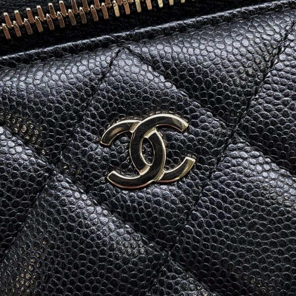 9711105 09 Chanel Chain Bag Vanity Case Matelasse Caviar Skin Black