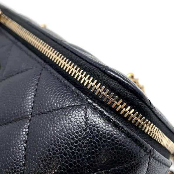 9711105 10 Chanel Chain Bag Vanity Case Matelasse Caviar Skin Black