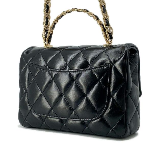 9713482 02 CHANEL Matelasse Top Handle 2way Bag Lambskin Black