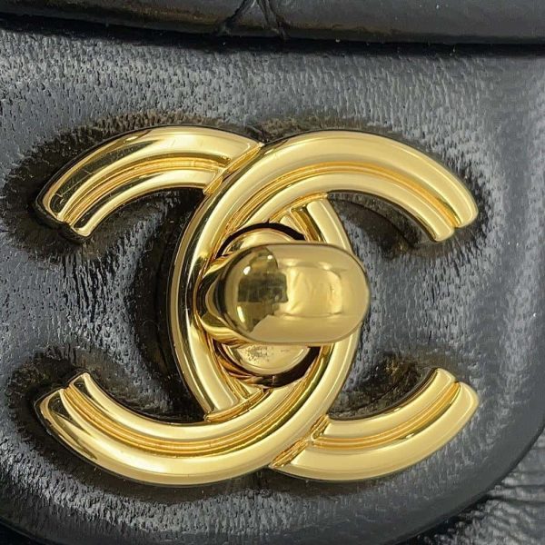 9713482 10 CHANEL Matelasse Top Handle 2way Bag Lambskin Black