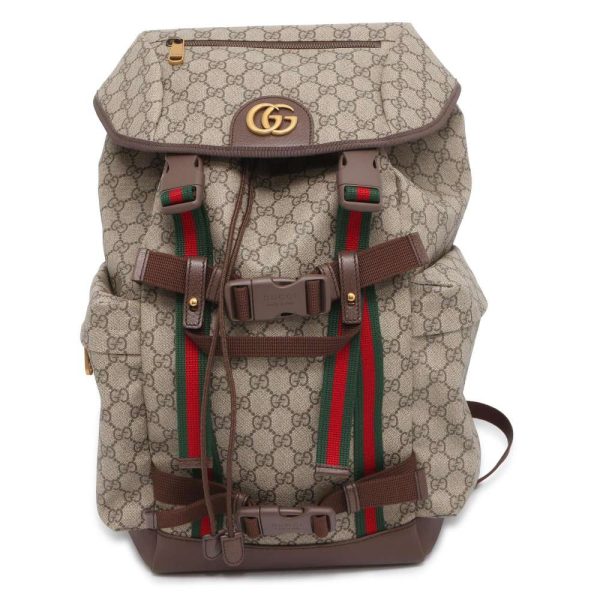 9715950 01 Gucci Skateboard Web GG Supreme Backpack Beige