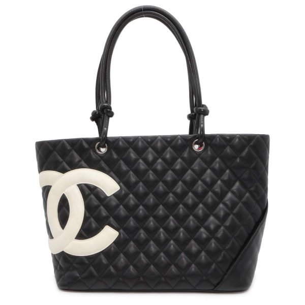 9716018 01 CHANEL Cambon Line Large Tote Bag Coco Mark Black