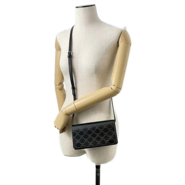 9716025 04 Celine Triomphe Horizontal Sleeve Shoulder Bag Black