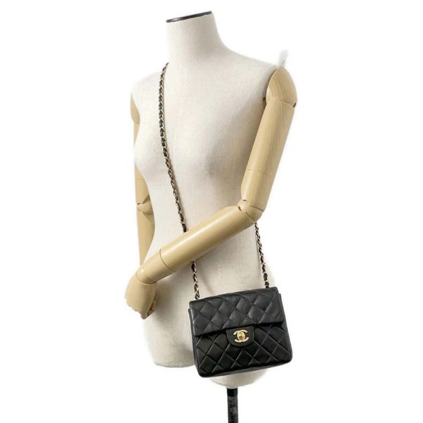 9716100 04 Chanel Chain Shoulder Bag Matelasse Lambskin Black