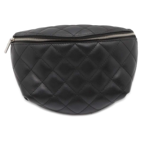 9717169 01 CHANEL Matelasse Uniform Lambskin Waist Bag Black