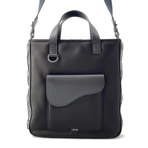 9719613 01 Christian Dior Saddle Sacai Collaboration Nylon Tote Bag Black