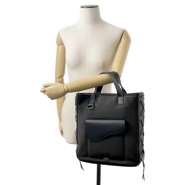 9719613 05 Christian Dior Saddle Sacai Collaboration Nylon Tote Bag Black