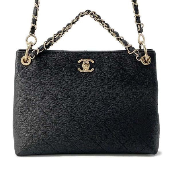 9719750 01 CHANEL Matelasse 2way Chain Shoulder Bag Caviar Skin Black