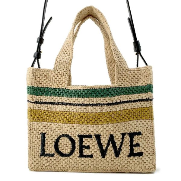 9720015 01 LOEWE Font Raffia Basket Bag Black