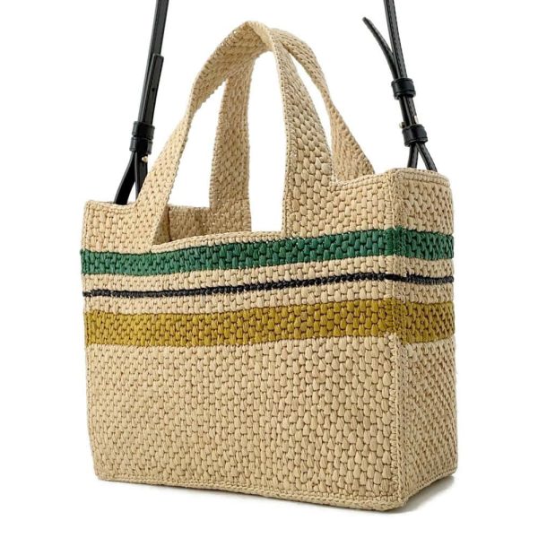 9720015 02 LOEWE Font Raffia Basket Bag Black