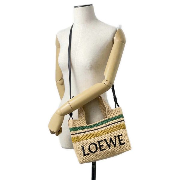 9720015 05 LOEWE Font Raffia Basket Bag Black