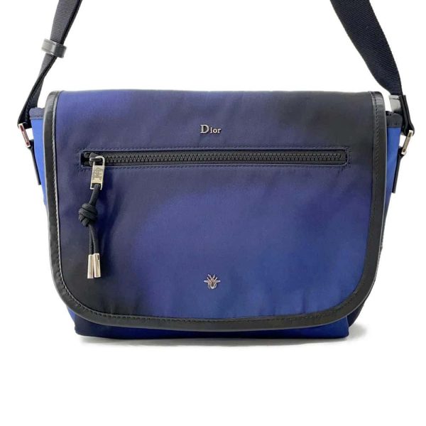 9720053 01 Dior Oblique Bee Flap Gradient Nylon Shoulder Bag