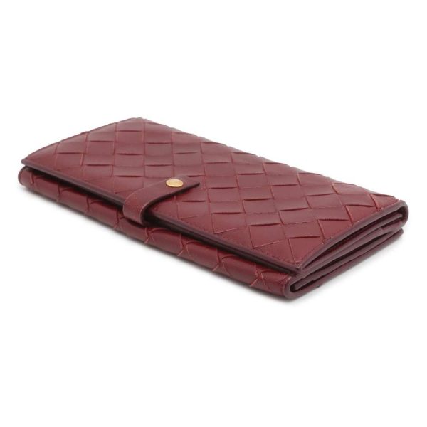 9720145 02 Bottega Veneta Intrecciato Long Wallet Red