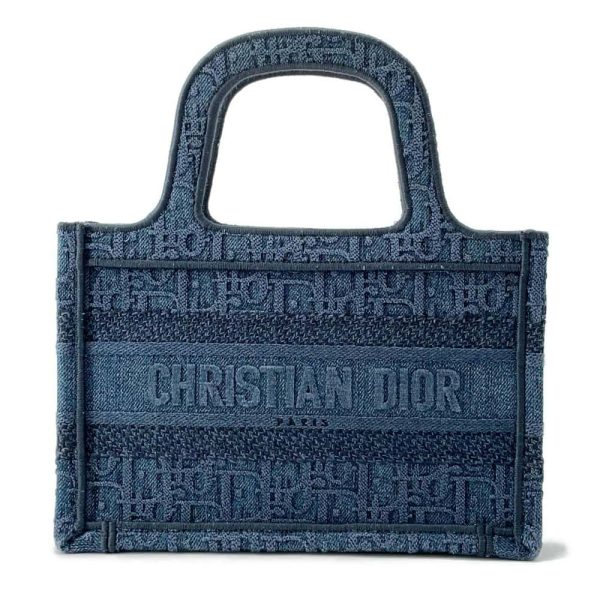 9720336 01 Christian Dior Oblique Denim Mini Book Tote Handbag