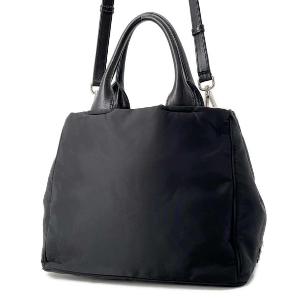 9720442 02 Prada Ribbon Nylon Tote Bag 2way Shoulder Bag Black