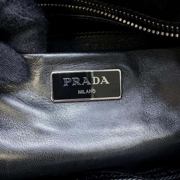 9720442 17 Prada Ribbon Nylon Tote Bag 2way Shoulder Bag Black