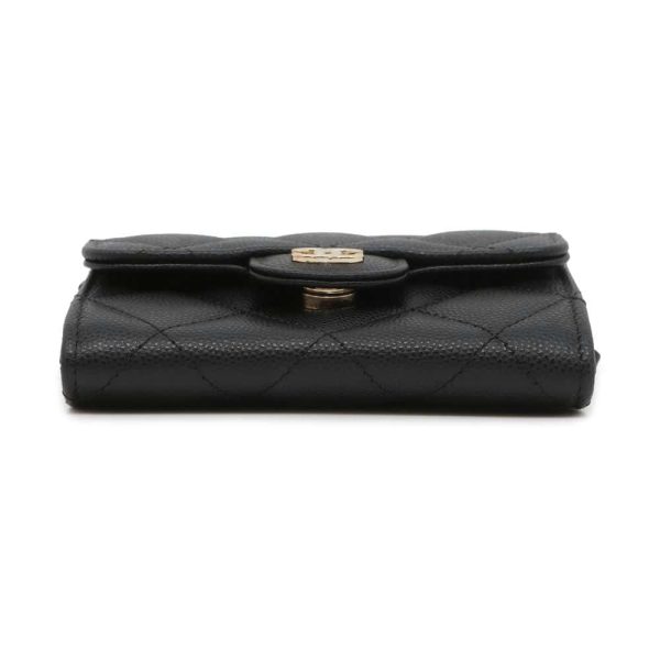 9722385 03 Chanel Cocomark Chain Wallet Wallet Matelasse Caviar Skin Black