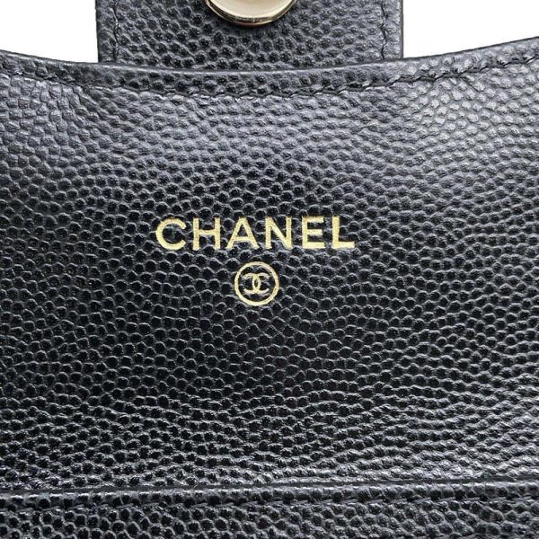 9722385 10 Chanel Cocomark Chain Wallet Wallet Matelasse Caviar Skin Black