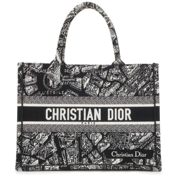 9725072 01 Christian Dior Book Tote Plan de Paris Medium Tote Bag Black