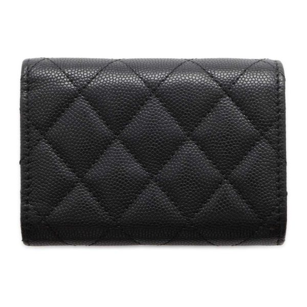 9726130 03 CHANEL Matelasse Small Flap Wallet Caviar Skin Black