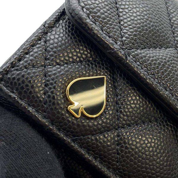 9726130 13 CHANEL Matelasse Small Flap Wallet Caviar Skin Black