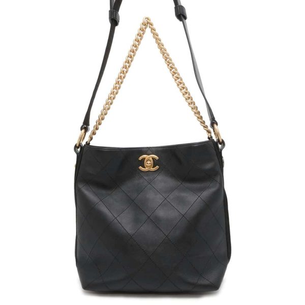 9728219 01 CHANEL Matelasse Calf Shoulder Bag Black