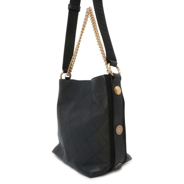 9728219 02 CHANEL Matelasse Hobo Bag Calf 2way Black