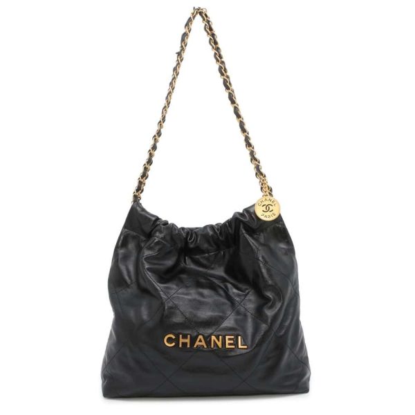 9728226 01 Chanel Small Handbag 22 Matelasse Calf Leather Black