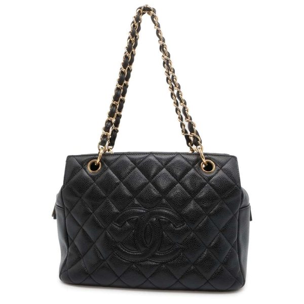 9728233 01 Chanel Chain Tote Bag Matelasse Caviar Skin Black