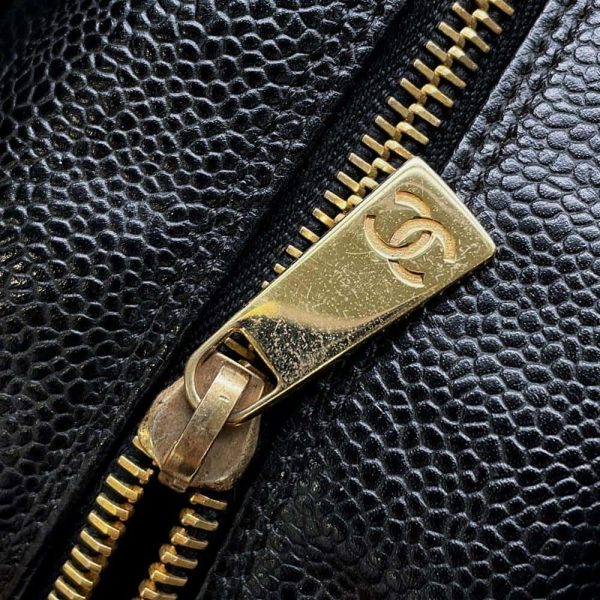 9728233 07 Chanel Chain Tote Bag Matelasse Caviar Skin Black