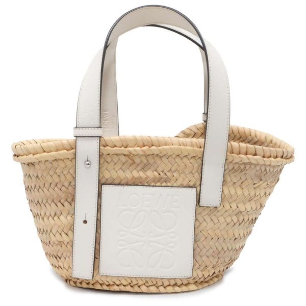 9732285 01 LOEWE Anagram Raffia Basket Bag White