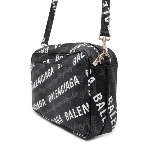 9733862 02 Balenciaga BB Monogram Signature Camera Bag Black