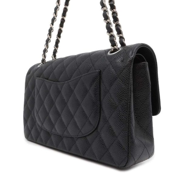 9733947 02 Chanel Double Chain Shoulder Bag Matelasse 25 Caviar Skin Black