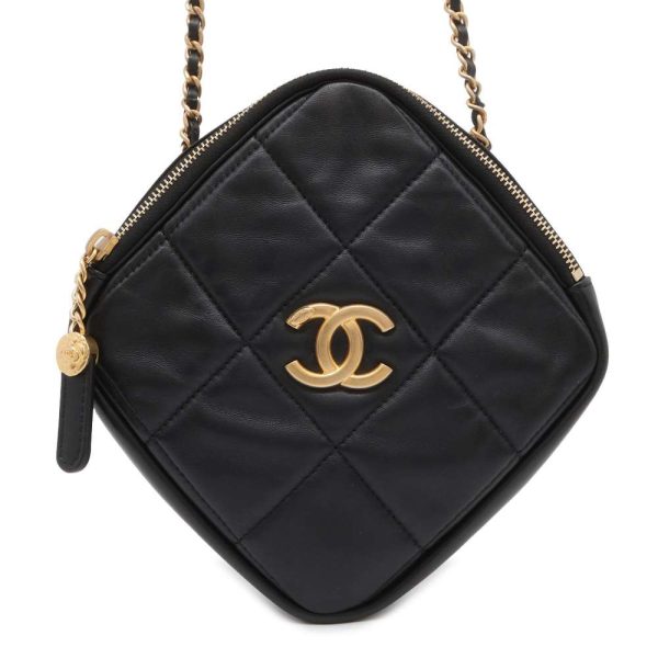 9733954 01 Chanel Diamond Shape Shoulder Bag Matelasse Lambskin Black