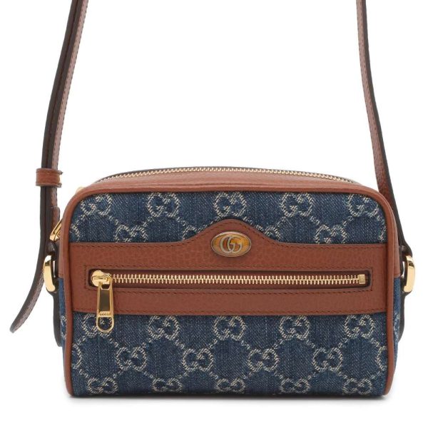 9734821 01 Gucci Ophidia GG Jacquard Denim Mini Shoulder Bag Blue