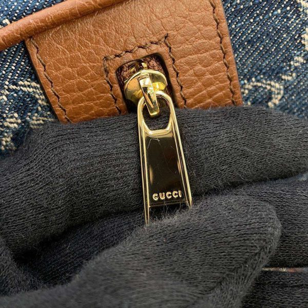 9734821 10 Gucci Ophidia GG Jacquard Denim Mini Shoulder Bag Blue