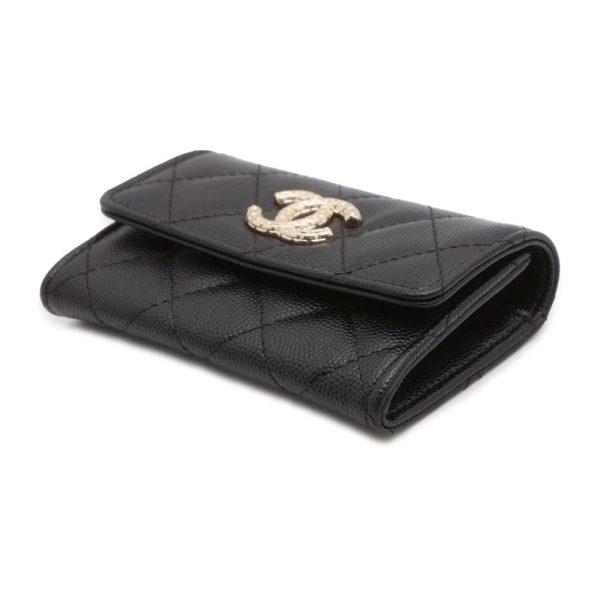 9735088 02 Chanel Coin Case Matelasse Caviar Skin Black