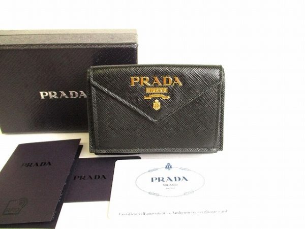 9736 PRADA Saffiano Metal Wallet Wallet Nero Black