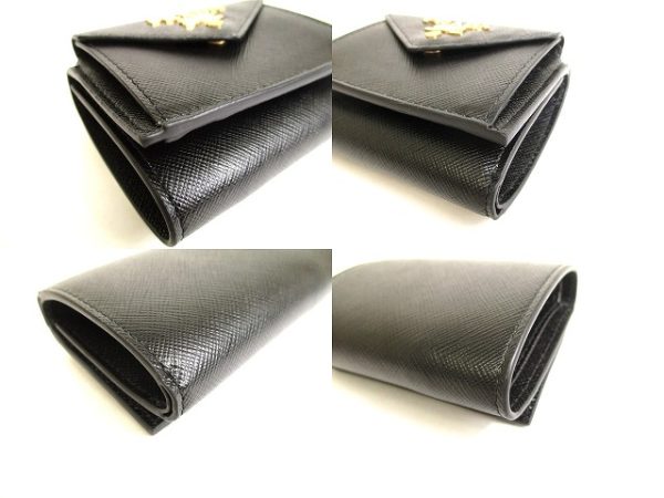 9736 7 PRADA Saffiano Metal Wallet Wallet Nero Black