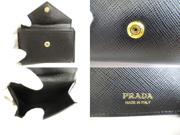 9736 9 PRADA Saffiano Metal Wallet Wallet Nero Black