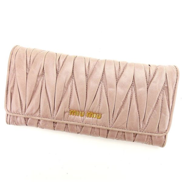 a1011 Miu Miu Long Wallet Matelasse Purple