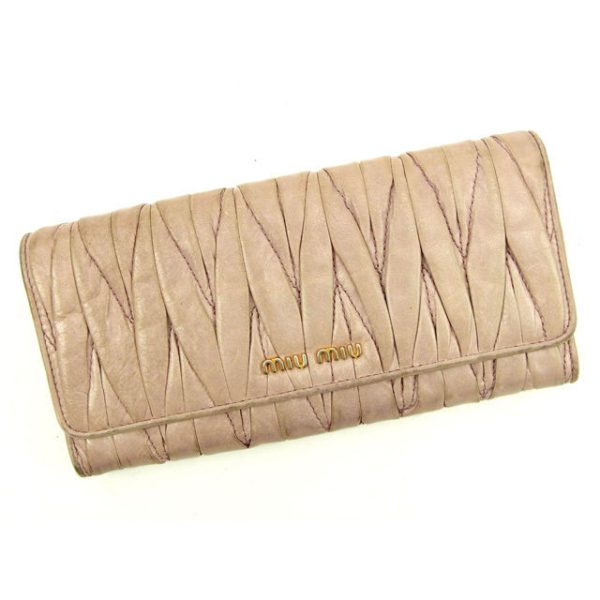 a1281 Miu Miu Long Wallet Matelasse Pink A1281