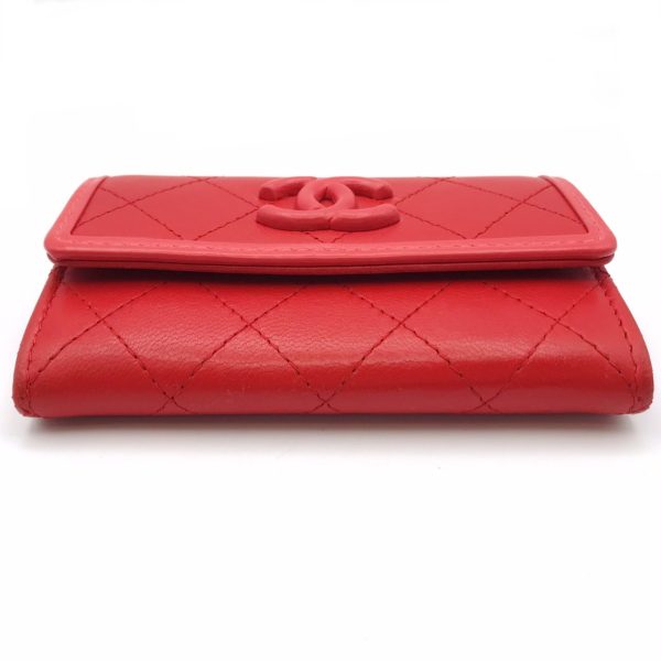 a2481 3 CHANEL Cocomark Matelasse Lambskin Case Wallet Red