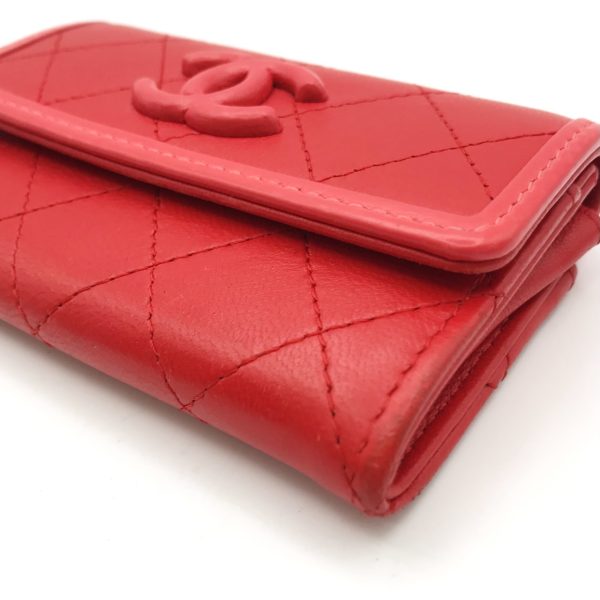 a2481 4 CHANEL Cocomark Matelasse Lambskin Case Wallet Red