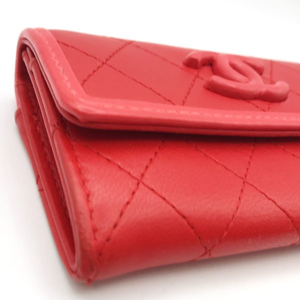 a2481 5 CHANEL Cocomark Matelasse Lambskin Case Wallet Red