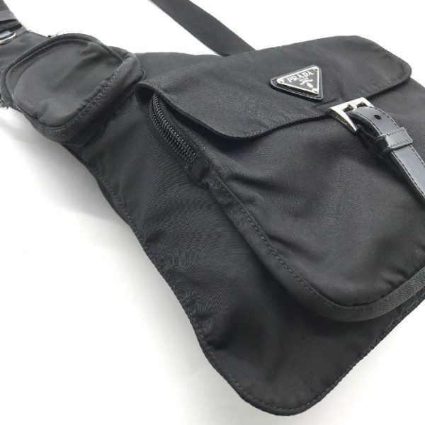 a3626 5 PRADA triangle Tessuto nylon shoulder bag black