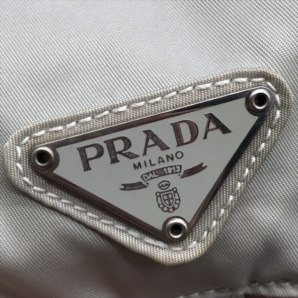 a3715 10 PRADA triangle Tessuto nylon double pocket backpack beige