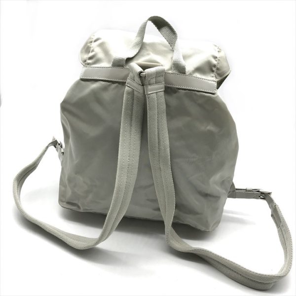 a3715 3 PRADA triangle Tessuto nylon double pocket backpack beige